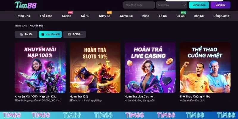 Tổng hợp 4 khuyến mãi TIM88 siêu hời